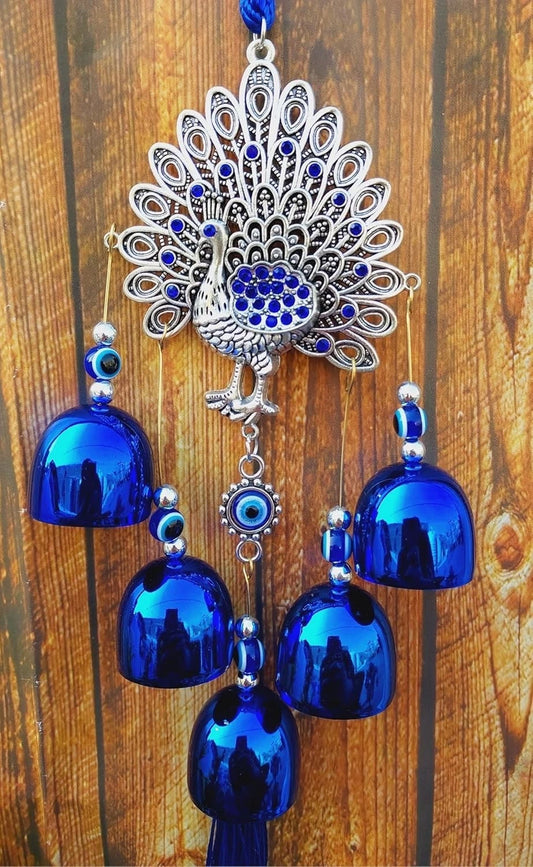 Metal Evil Eye Hanging Peacock Decoration Items for Home House Entrance Door