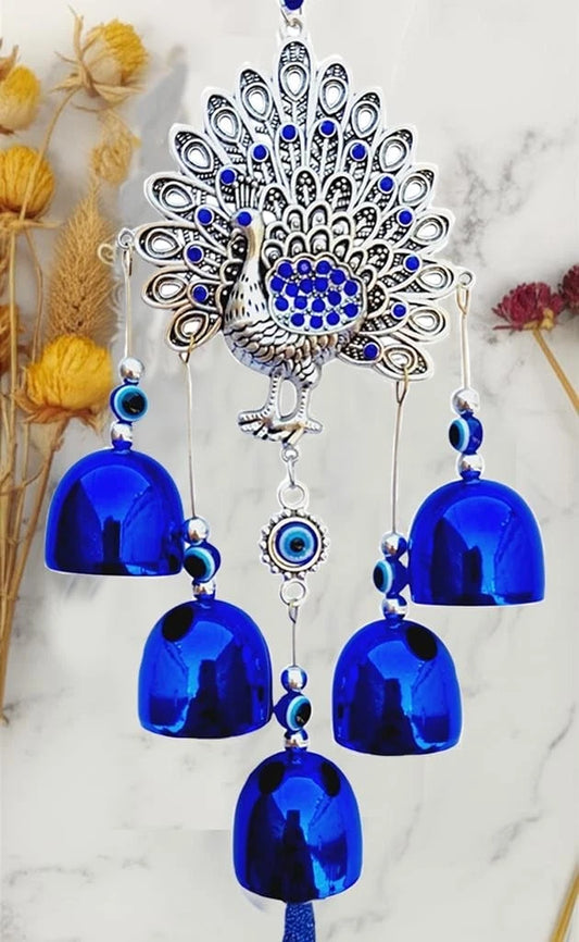 Metal Evil Eye Hanging Peacock Decoration Items for Home House Entrance Door