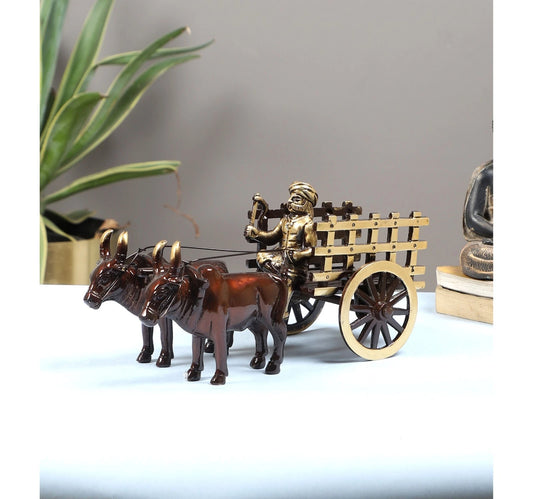 Bullock Cart Design Brass Decor Showpiece, Home Decor Items for Living Room
